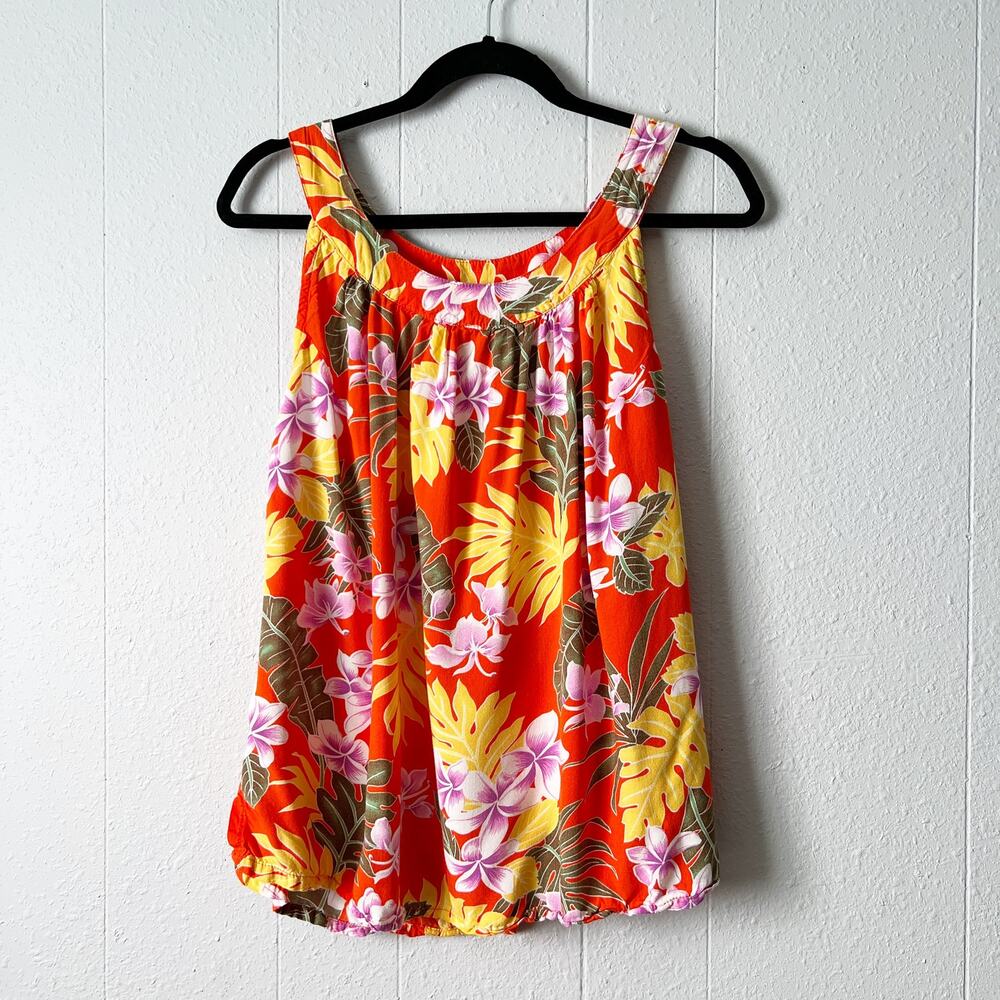 Hibiscus Collection Hawaii Womens Top XXL Y2K Floral Relaxed Flowy Beach Coastal